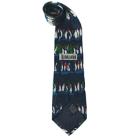 Christmas Tree Penguins Holiday Winter Novelty Necktie - Picture 5 of 6
